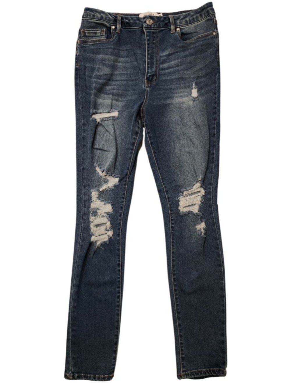 Refuge Denim Colombia Distressed Ripped Skinny Jeans Size 11 Medium Wash
